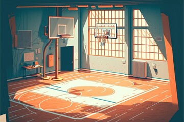 Fototapeta premium Digital illustration about basketball and sports. Generative AI.