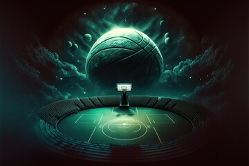 Digital illustration about basketball and sports. Generative AI.