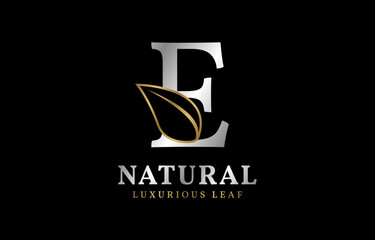 letter E natural luxurious leaf