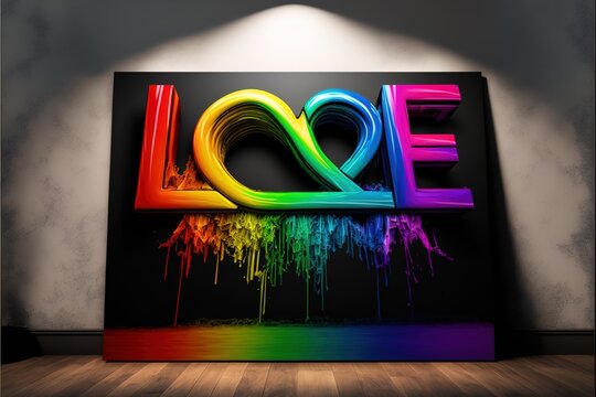 Love is love in rainbow colors, gaudy, Valentine's Day, love, partnership, romance created with generative ai technology