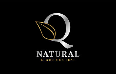 letter Q natural luxurious leaf