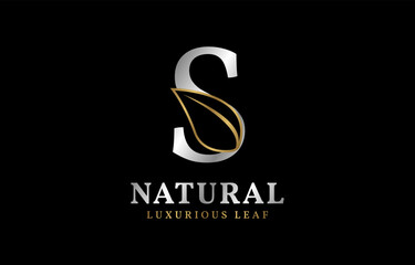 letter S natural luxurious leaf