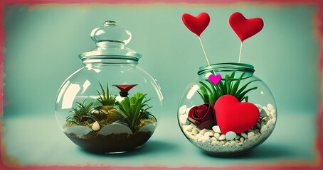 valentine's day conccept background, retro, illustration, Generative AI