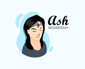ash wednesday banner template with woman illustration