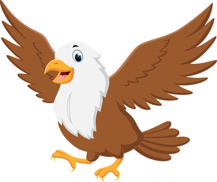 Cartoon eagle flying isolated on white background