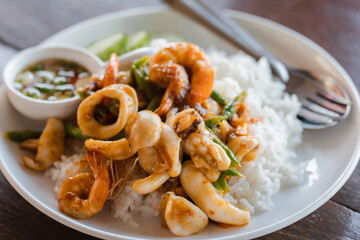 Seafood with Basil Rice