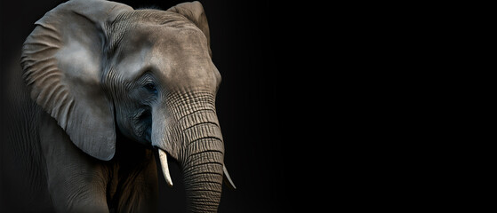 Naklejka premium Portrait of a elephant, generative ai