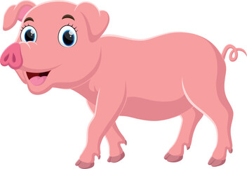 Obraz na płótnie Canvas Cartoon funny pig isolated on white background