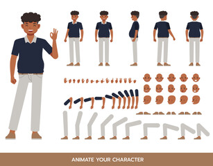 Office man wear blue shirt character vector design.  Create your own pose.