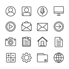 Essential UI UX outlined icon set. Suitable for design element of web, smartphone, and UI UX icon collection.