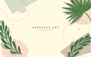 Abstract art background. Abstract art background text with green plants in water color environmental design. Vector illustration abstract plant background.

