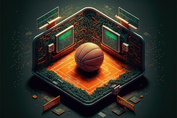 Digital illustration about basketball and sports. Generative AI.