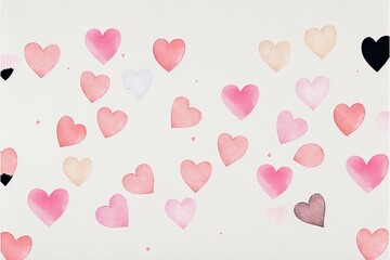 minimalistic watercolor repeating hearts wallpaper illustration with Generative AI