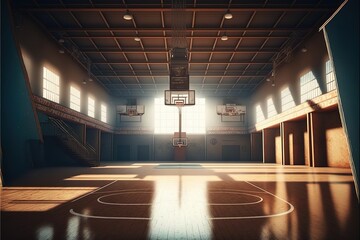 Digital illustration about basketball and sports. Generative AI. - obrazy, fototapety, plakaty