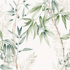 Bamboo tree, bamboo leaves with Generative AI