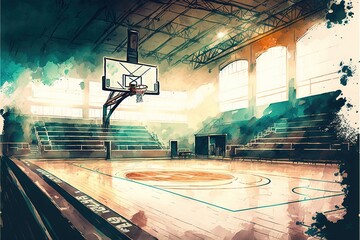 Digital illustration about basketball and sports. Generative AI.