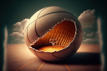 Digital illustration about basketball and sports. Generative AI. - obrazy, fototapety, plakaty