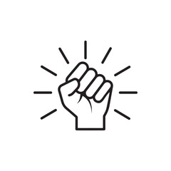 Will icon. Hand closed power, . fighting for rights, freedom. Raised clenched fist of victory, strength and solidarity. Outline Editable stroke Vector illustration design on white background. EPS 10