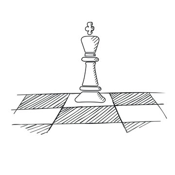 recommend clip art: Hand-drawn Chess Knight chess piece on the chess board. Chess piece king. Chess. Checkmate