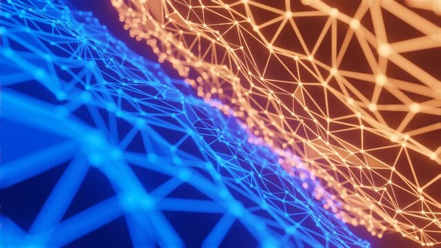 Digital plexus wave triangulation shapes, Futuristic technology neural networks, Animation loop background