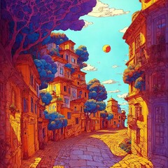 An amazing landscape work in cellular shades, the streets of Rome, captivating, cute, charming, stylized, the cover of a book of short stories, generated by AI