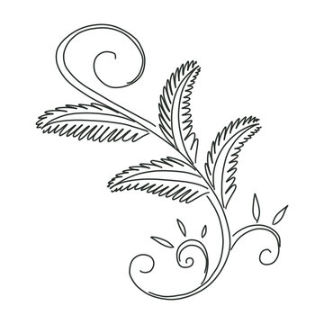 simple doodle line art flower leaf coloring book
