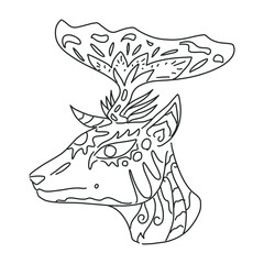 simple doodle line art animals coloring book deer