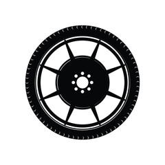 Obraz premium Wheel Silhouette. Black and White Icon Design Element on Isolated White Background