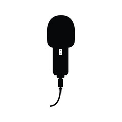 Microphone Silhouette. Black and White Icon Design Element on Isolated White Background