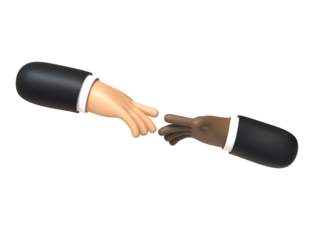 3D render caring symbol hand gesture. Object on a transparent background