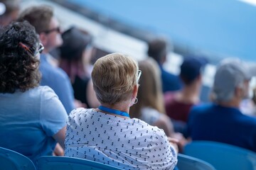 crowds watching a female Professional athlete Tennis player playing on a court in a tennis tournament in summer in australia