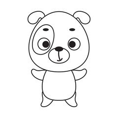 Coloring page cute little dog. Coloring book for kids. Edudogional activity for preschool years kids and toddlers with cute animal. Vector stock illustration