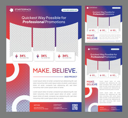 Red Blue Gradient Flyer, Feed Post, Story Social Media templates - Perfect for business, product launch, promotion, product or portfolio showcase