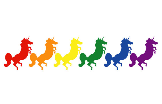 LGBT flag unicorn silhouette