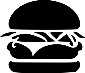 Black and white modern logo with the image of a burger.