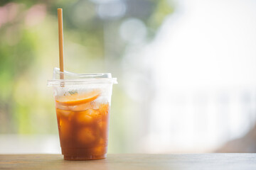 ice black coffee on table