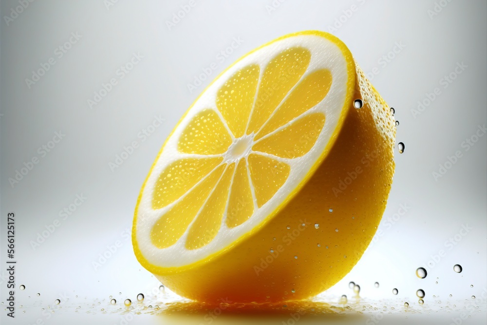 Wall mural a slice of lemon with a drop of water with generative ai