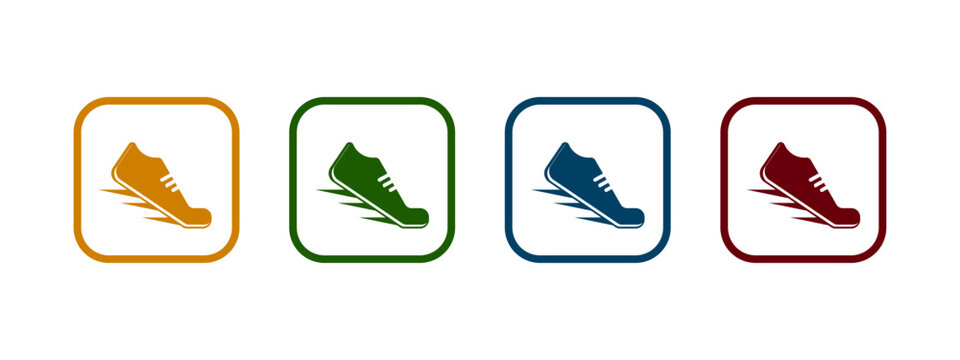 Running shoes vector icon. Sport shoe glyph icon in different color design.	