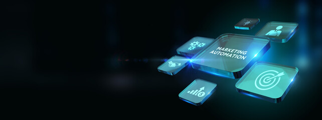 Planning marketing strategy. Marketing automation of business and industrial process. 3d illustration