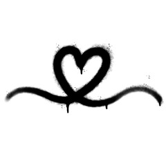 Spray Painted Graffiti heart icon Sprayed isolated with a white background. graffiti love icon with over spray in black over white.