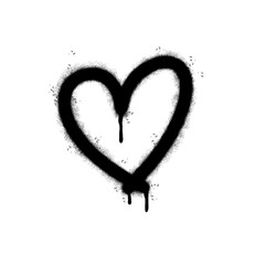Spray Painted Graffiti heart icon Sprayed isolated with a white background. graffiti love icon with over spray in black over white. © Doa Bunda