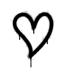 Spray Painted Graffiti heart icon Sprayed isolated with a white background. graffiti love icon with over spray in black over white. © Doa Bunda