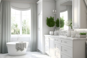 Mockup Luxe Living Spa and Luxurious Bathroom 3D Render