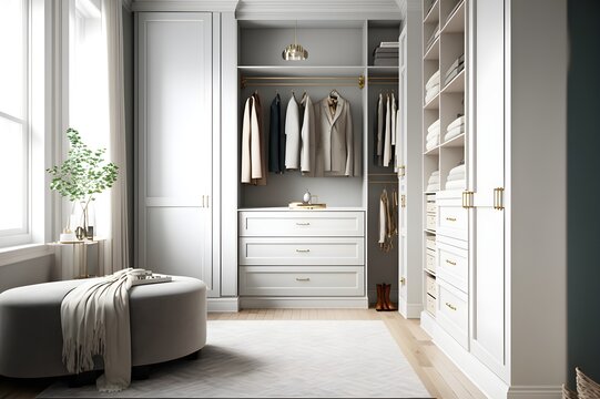 Mockup Luxe Living Spacious and Refined Walk-in Closet 3D Render