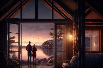 Obraz na płótnie Canvas Romantic Getaway in a Remote Cabin