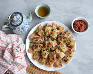 A must have dish for Cantonese celebrating Chinese New Year. Homemade Fried Radish Cake aka Lo Bak Go. Delicious and healthy, a dish that brings good fortune synonym with Chinese beliefs