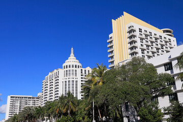 Collins Avenue Art Deco skyline in Miami Beach, Florida 