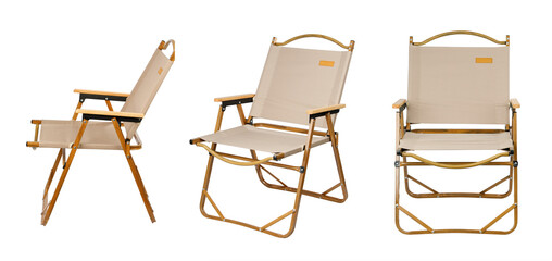 folding camp chair isolated on white background. - obrazy, fototapety, plakaty