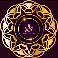 Ramadan Kareem islamic template with gold background Vector illustration design
