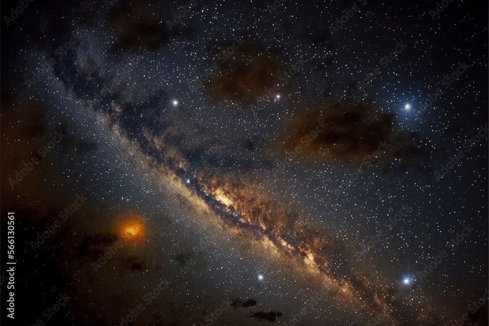 Wall mural clear night sky with patterns of stars and galaxies with generative ai